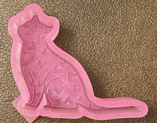 M44 Cat w Hearts Silicone Mold